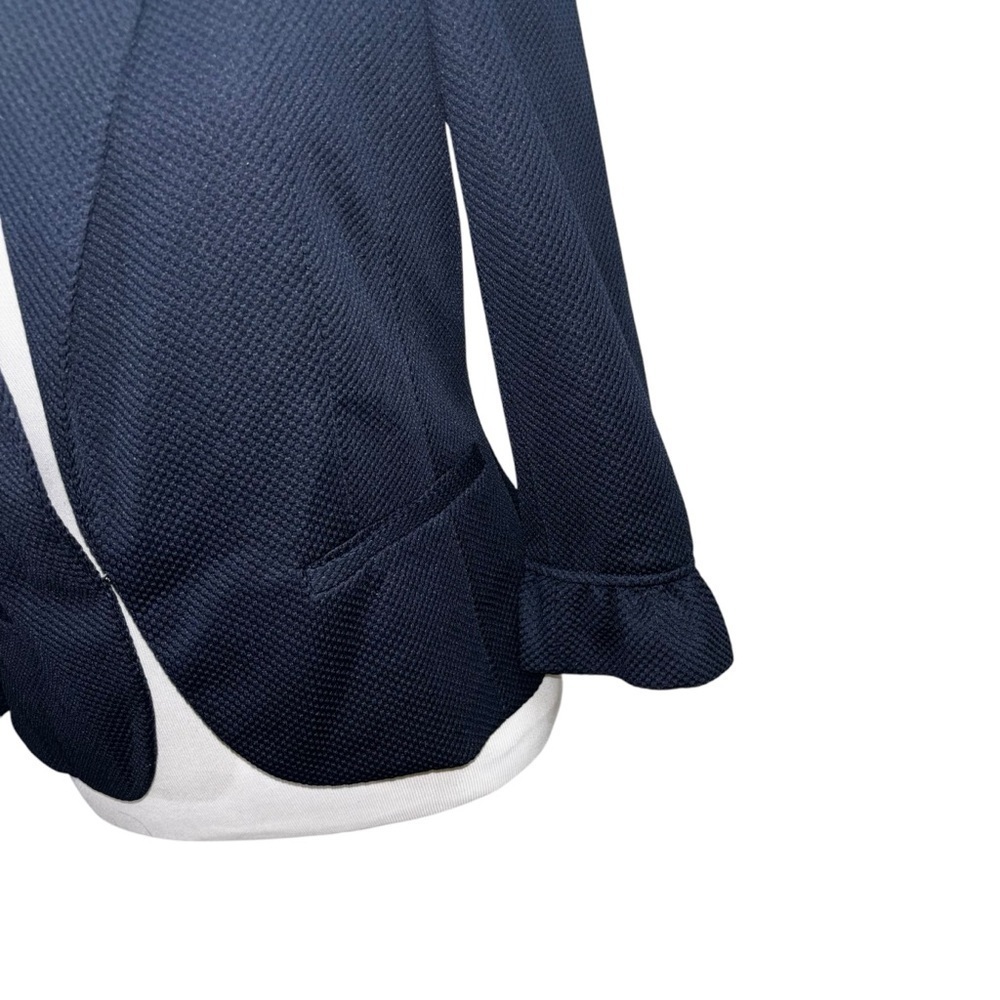 Amanda + Chelsea Women's Cropped Blazer in Size 4 Blue Waffle Fabric Ruffles - Picture 3 of 8